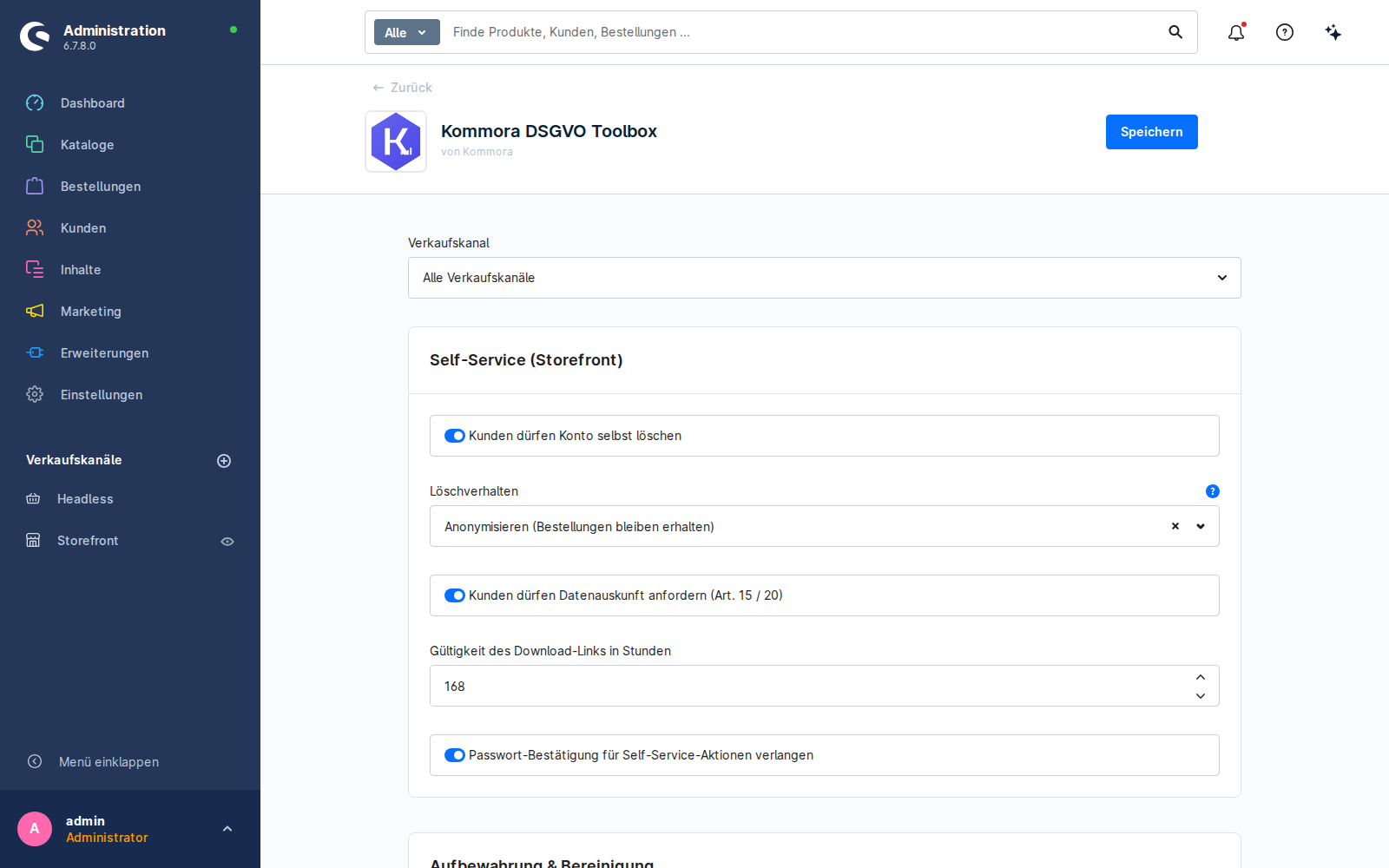 Plugin-Konfiguration im Shopware-Admin