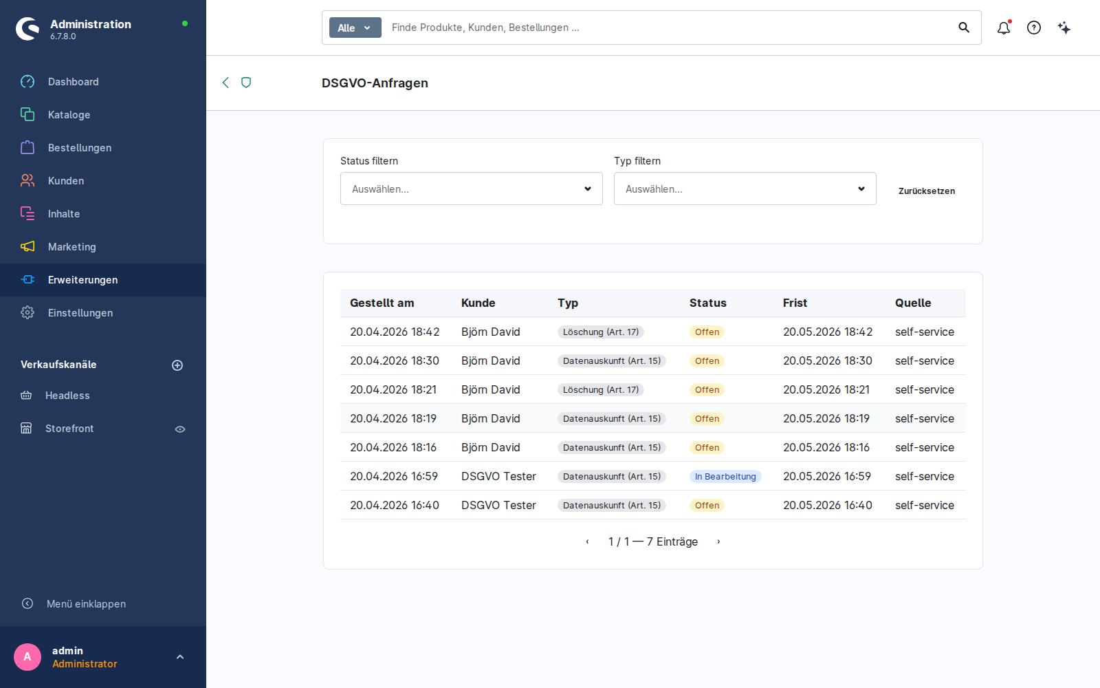 DSGVO-Toolbox Admin-Modul