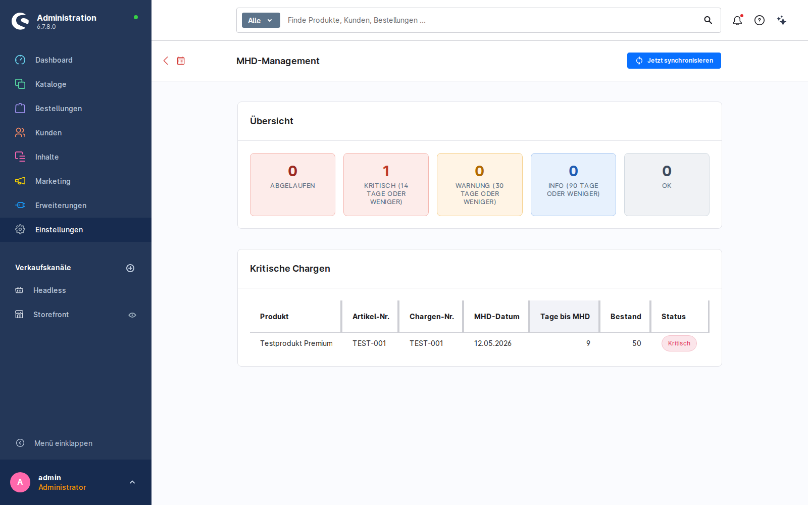 MHD-Dashboard im Admin
