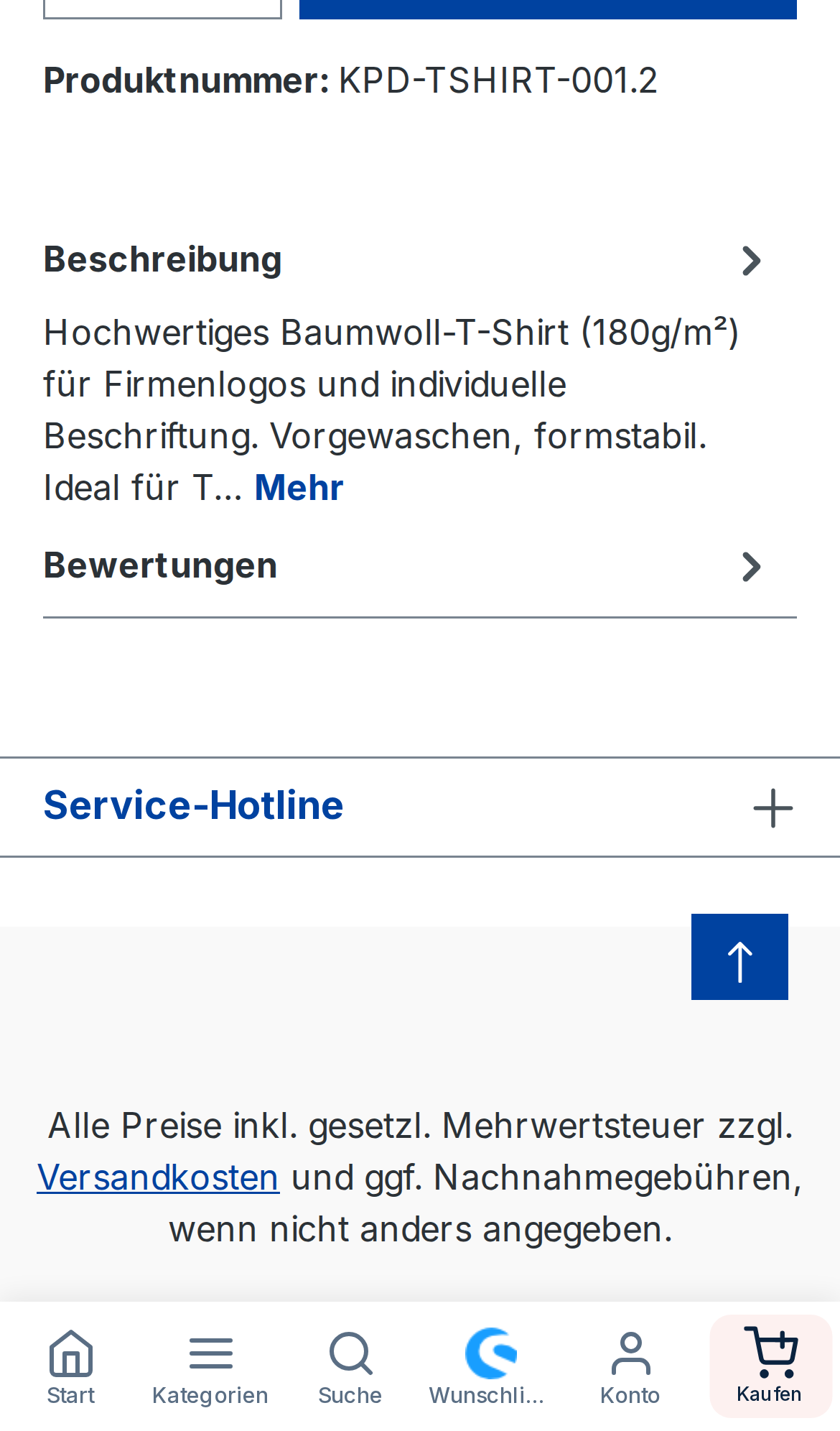 Kaufen-Button hervorgehoben