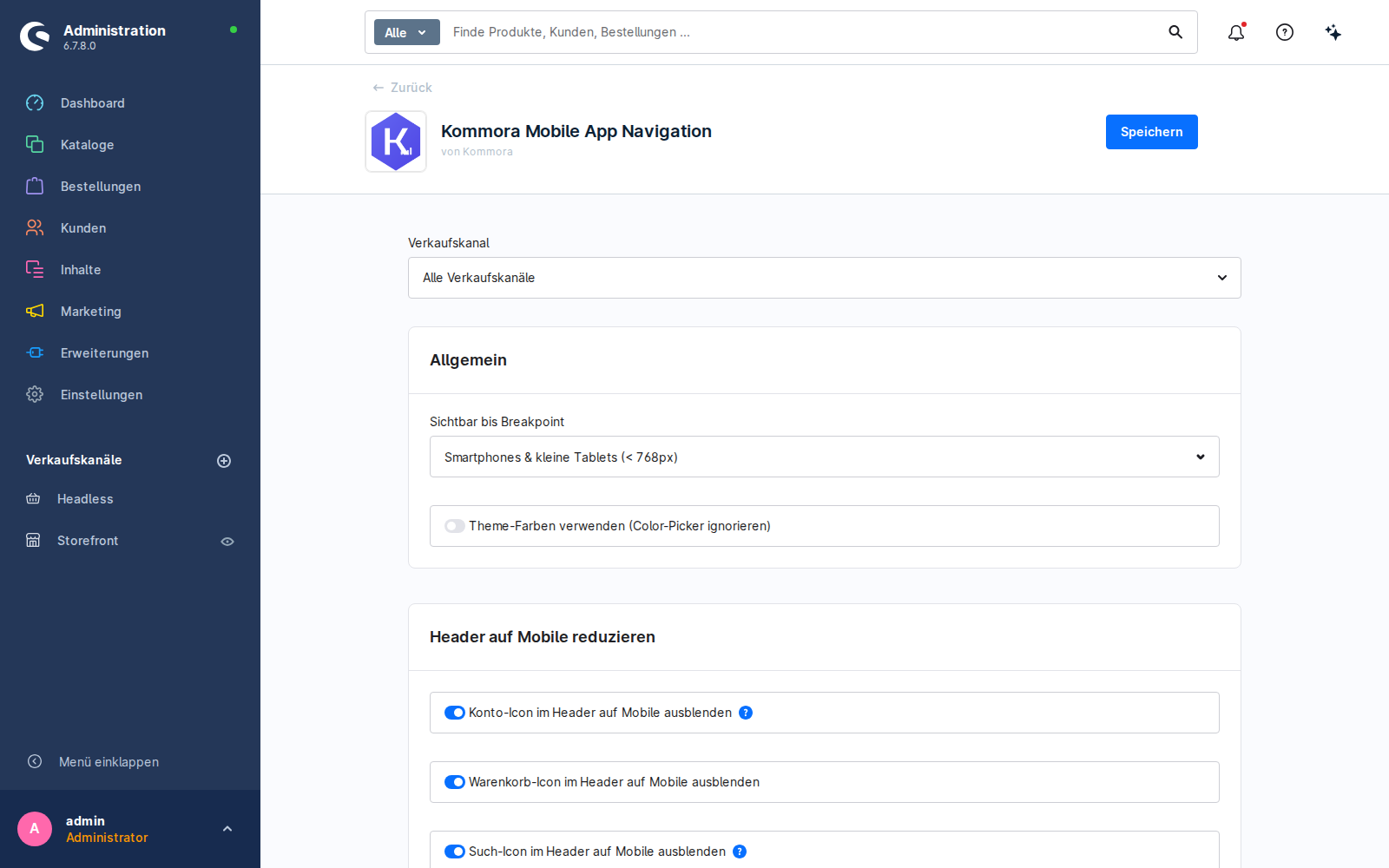 Plugin-Konfiguration im Shopware-Admin